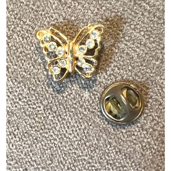 Vintage Gold Tone & Clear Rhinestone Pin - Picture 9 of 10